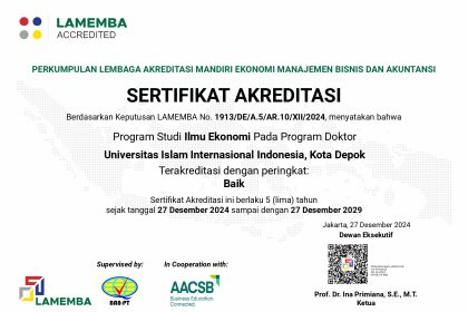 Sertifikat Akreditasi – PhD in Economics – Baik Sertifikat Akreditasi - PhD in Economics - Baik